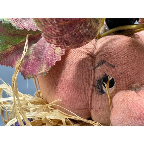 Handcrafted Pumpkin Scarecrow Fall Decoration Purple Orange Halloween figurine - Picture 12 of 13